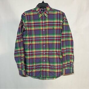 Ralph Lauren Purple Plaid Button-Down Shirt with Green and Yellow Accents